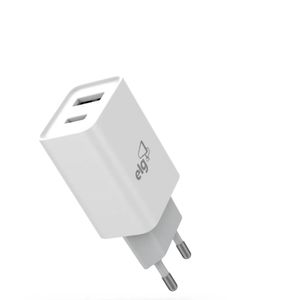 Carregador de Parede Universal ELG 1 Entrada USB Tipo-C Branco - W124C