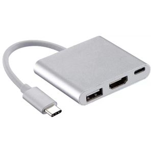 Cabo Adaptador BR Cabo Tipo-C 3 Portas USB HDMI USBF-C