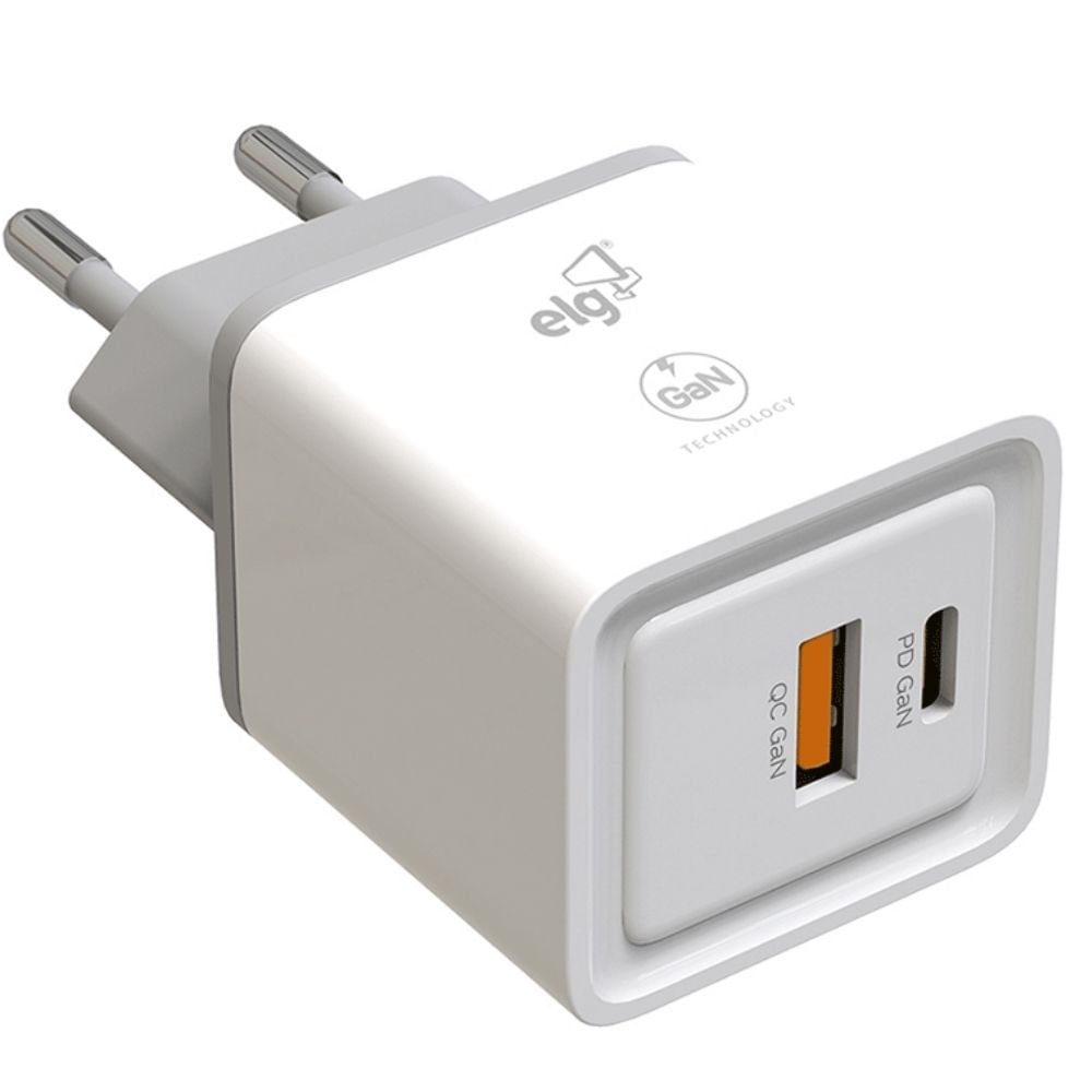 Carregador Fast Charge USB-C 18W + USB 3.0 18W Bivolt Branco