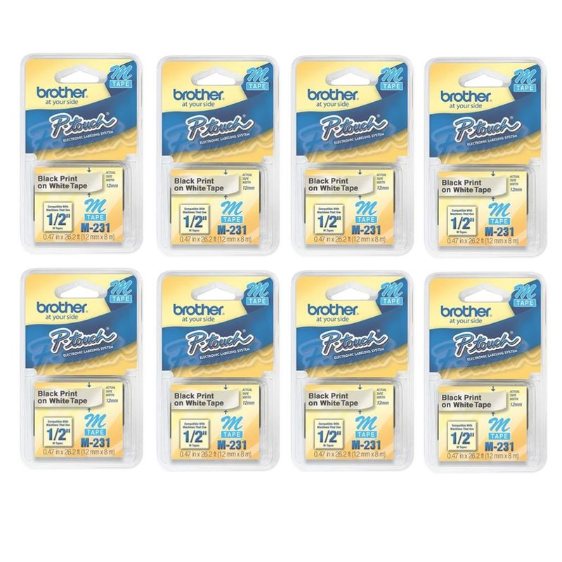 kit-8-fitas-rotulador-brother-12mm-m231-preto-branco