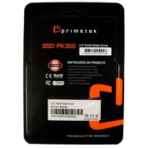 SSD 480GB Primetek, Leitura 520MB/s, Gravacao 470MB/s, SPK300